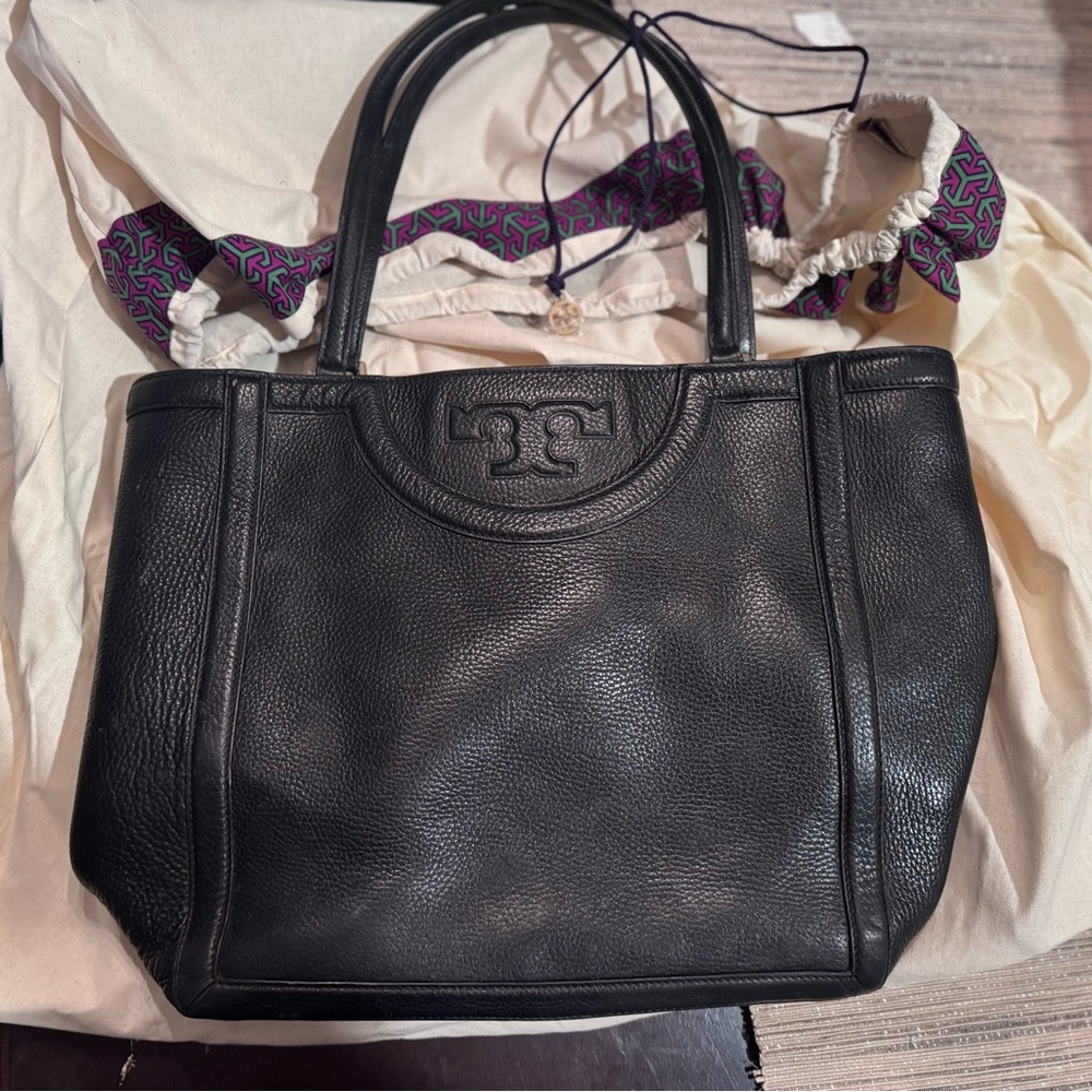 Tory Burch Black Leather Tote Bag